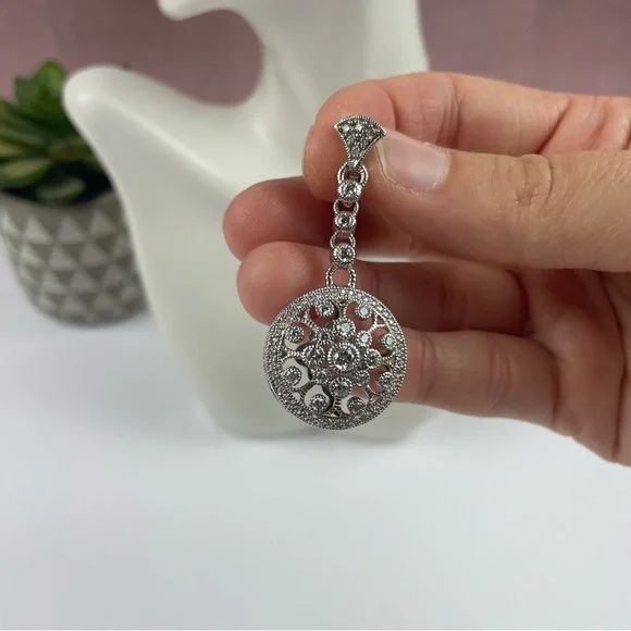 Judith Ripka Silver 925 Diamonique Diamond CZ Cubic Zirconia Circle Pendant - Picture 2 of 6